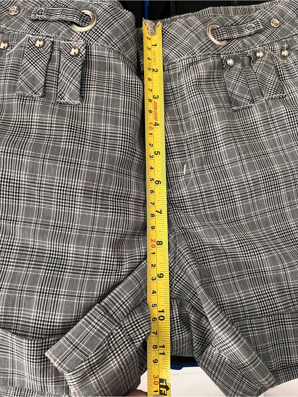 Urban Life - Women's Gray Plaid Shorts with Stud Detail - Picture 5 of 8